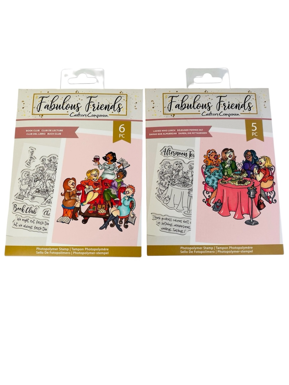 Lot Of 2 Crafters Companion Fabulous Friends Book Club & Ladies Who Lunch Stamps
